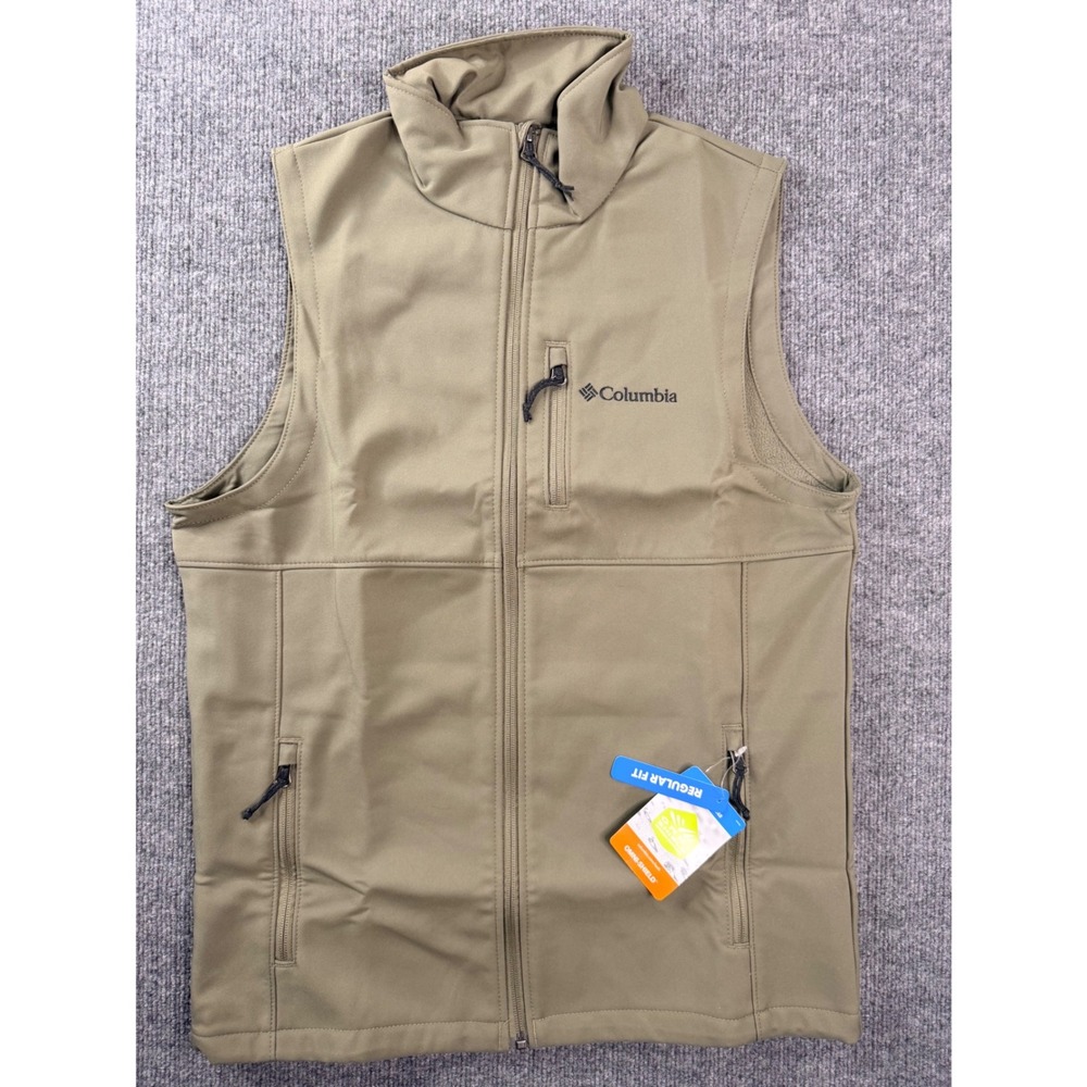 Columbia Ascender II Softshell Vest Mens Small Green Tusk Omni-Shield Hiking New